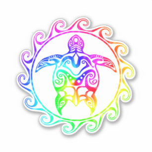 Sticker Tortue tribale colorée