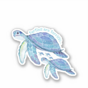 Sticker Tortues, Bleu, Mignonne, Artisanat