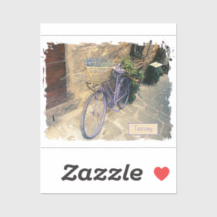 Sticker Toscane. Italie. Cortona. Vélo.