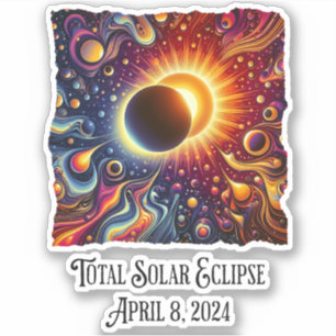 Sticker Total Eclipse 2024 Retro Super 60's 70's vibe