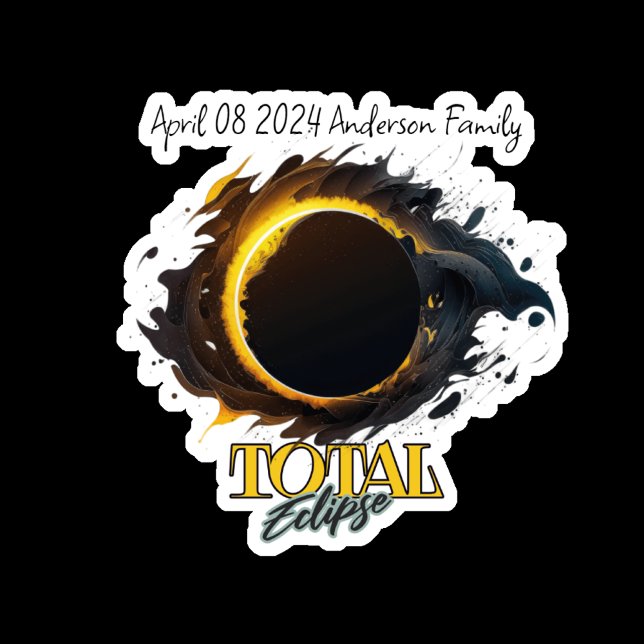 Sticker Total Éclipse solaire 8 avril 2024 Nom de famille (Créateur téléchargé)
