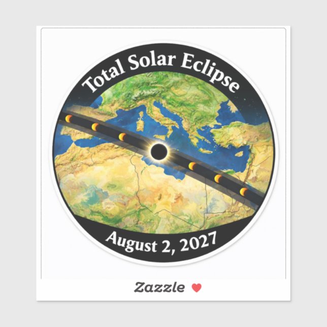 Sticker Total Solar Eclipse 2027 Map (Feuille)