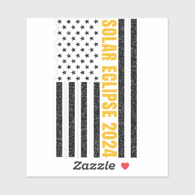 Sticker Total Solar Eclipse USA 8 avril 2024 Drapeau améri (Feuille)