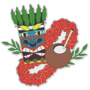 Sticker Totem de noix de coco Luau Tiki Lei