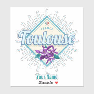 Sticker Toulouse City France Violets rétro Vintage Souveni