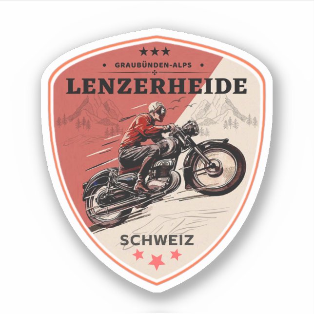 Sticker Tour de moto Lenzerheide pass alpes suisses (Devant)