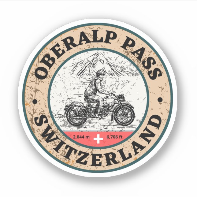 Sticker Tour de moto Oberalp Pass alpes suisses (Devant)
