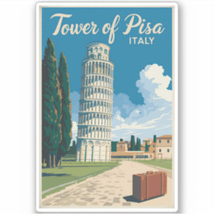 Sticker Tour de Pise Italie Voyage Art Vintage