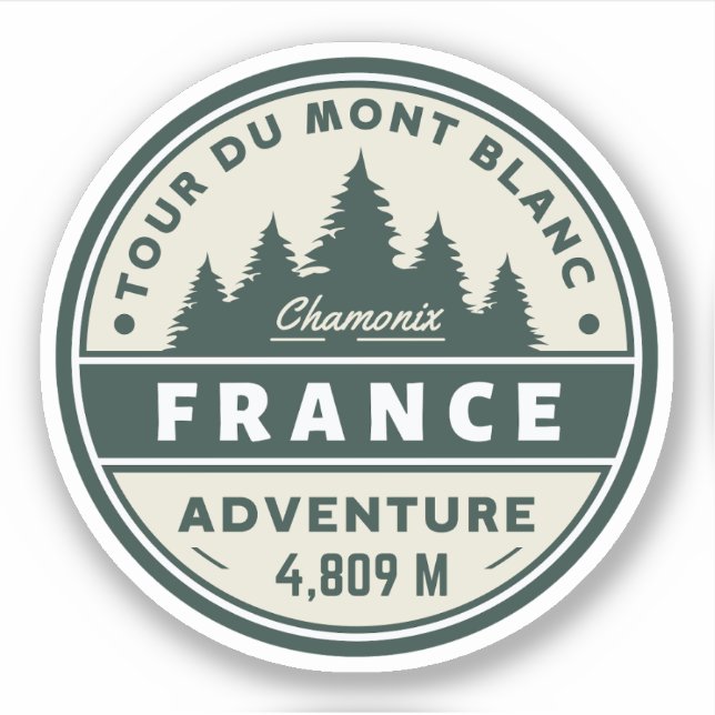 Sticker Tour du mont Blanc randonnée aventure française (Devant)