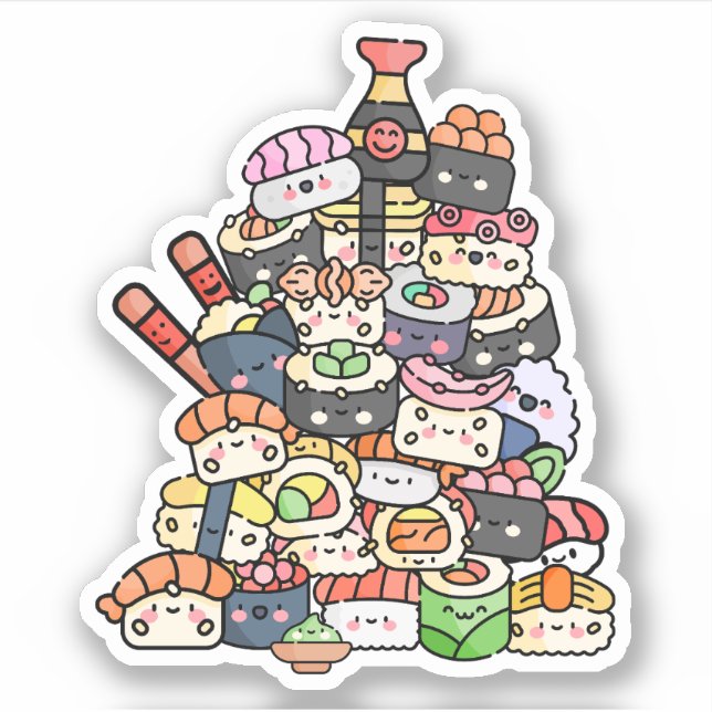 Sticker Tour du Sushi mignon (Devant)