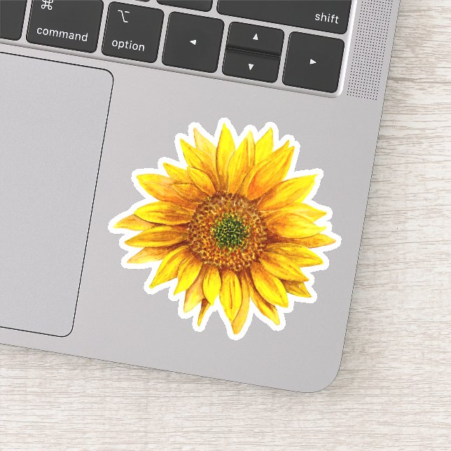 Sticker Tournesol aquarelle. Fleur rustique. Pays (Détail)