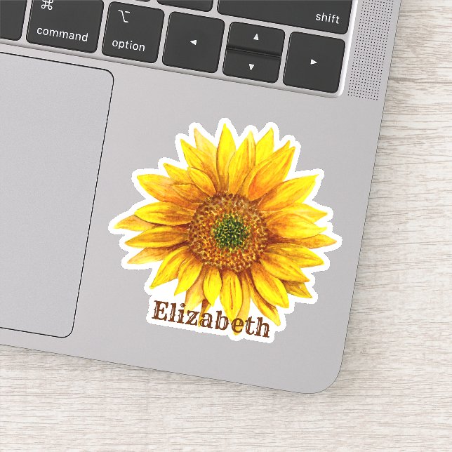 Sticker Tournesol aquarelle. Fleur rustique. Pays (Détail)