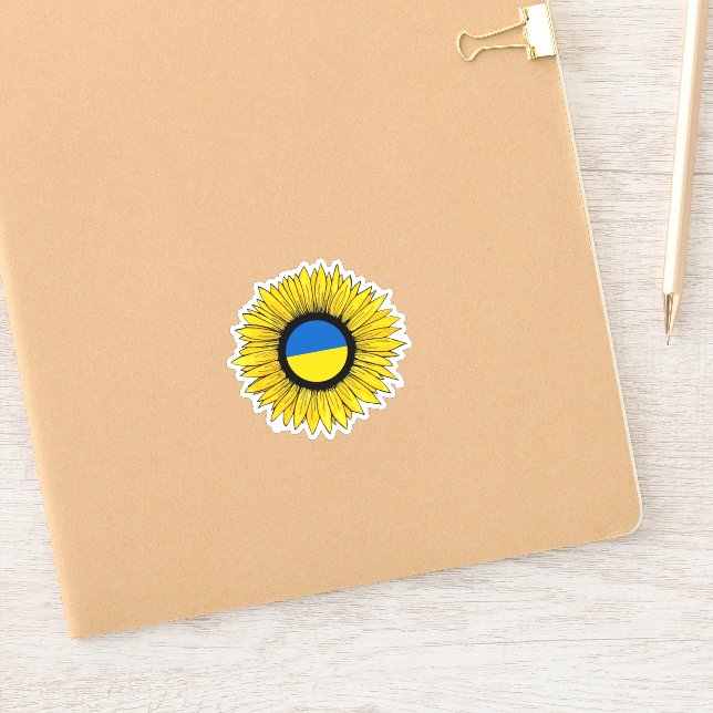 Sticker Tournesol avec drapeau ukrainien (Carnet)