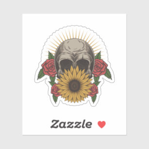 Sticker Tournesol des Roses rouges du crâne