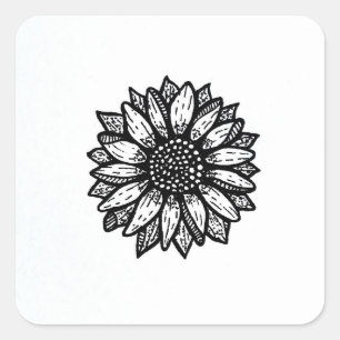 Sticker Tournesol Noir Et Blanc