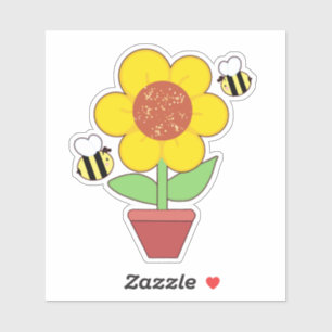 Sticker Tournesol Orange Et Jaune