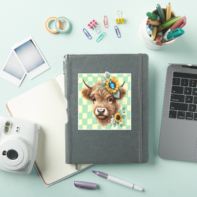 Sticker Tournesol Vache Png, Jolie Vache Highland (Couverture iPad)