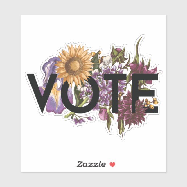 Sticker Tournesol vintage Floral Élégante Feminine Go Vote (Feuille)