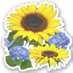 Sticker Tournesols et Hydrangeas Contour