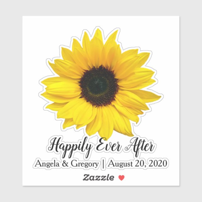 Sticker Tournure Heureuse Tournesol Mariage (Feuille)