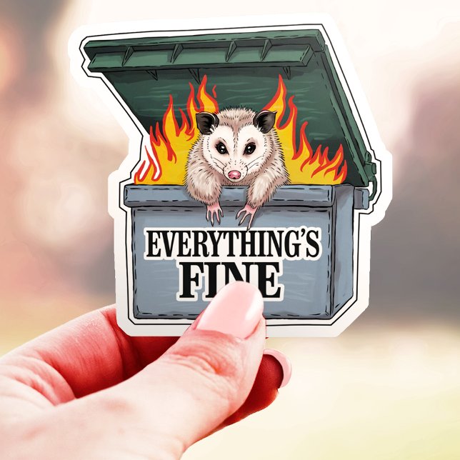 Sticker Tout est fin Opossum Dumpster Feu Vinyl (Créateur téléchargé)