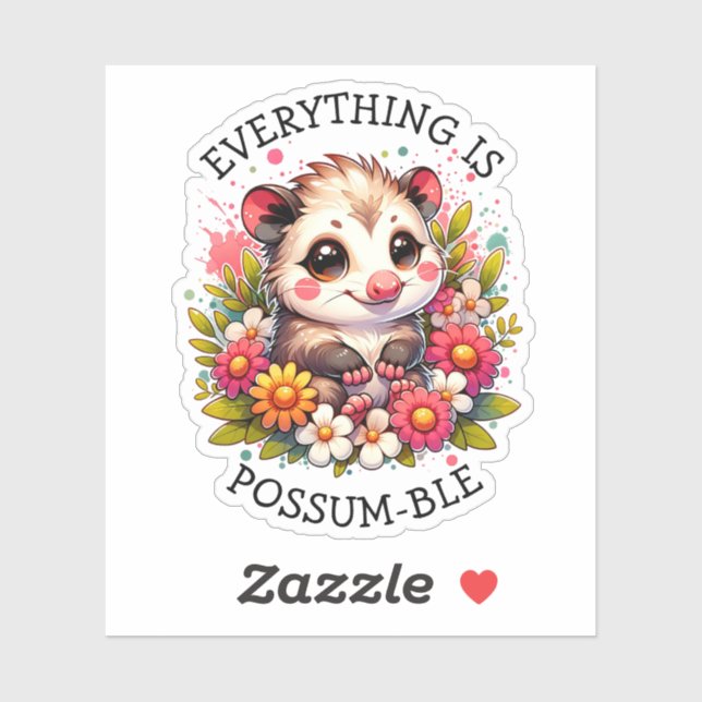 Sticker Tout est Possum-ble | Jeu d'inspiration (Feuille)