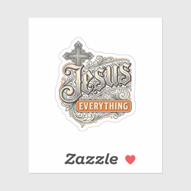 Sticker Tout Jésus Vintage Typographie Chrétienne Design (Feuille)