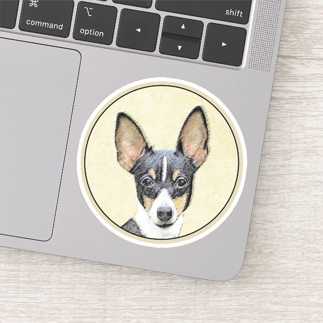 Sticker Toy Fox Terrier Peinture - Cute Original Chien Art (Détail)