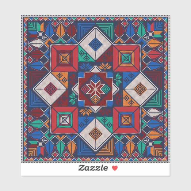 Sticker Traditionnel Palestine Broderie tatreez coloré (Feuille)
