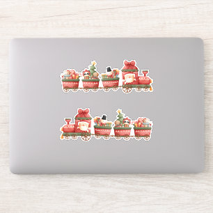Sticker Train de Noël Vintage avec jouets