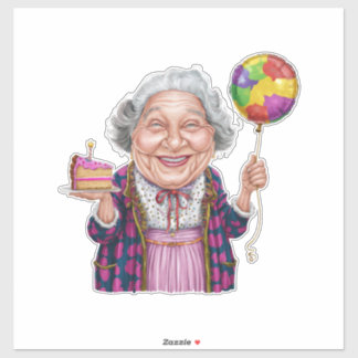 Sticker Tranche de gâteau d'anniversaire humoristique de N