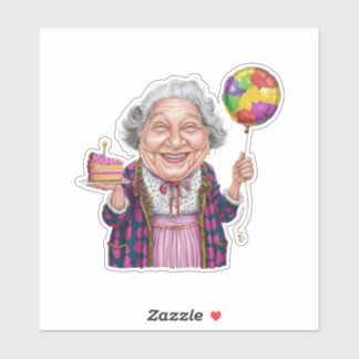 Sticker Tranches de gâteau d'anniversaire humoristique de 