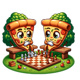 Sticker Tranches de pizza jouant aux échecs