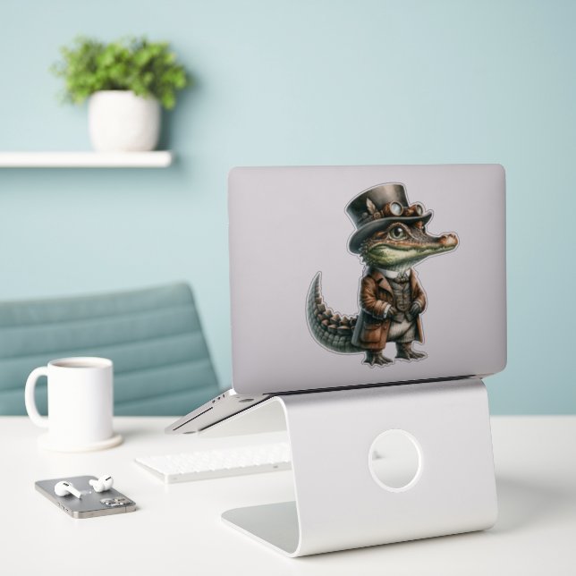 Sticker transparent pour alligator Steampunk (Ordinateur portable sur le bureau)