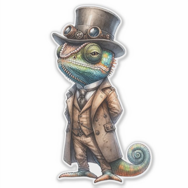 Sticker transparent Steampunk Chameleon (Devant)