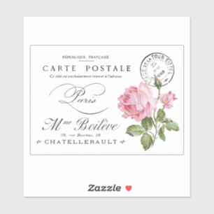 STICKER TRANSPARENT vintage FRANÇAIS POUR CARTE PO