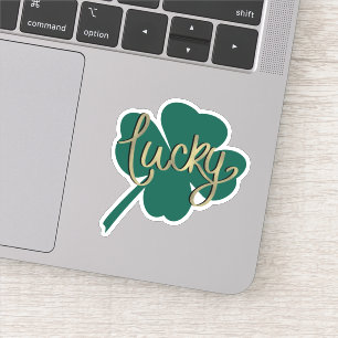 Sticker Trèfle Chanceux Irlandais Script Jour de la Saint-