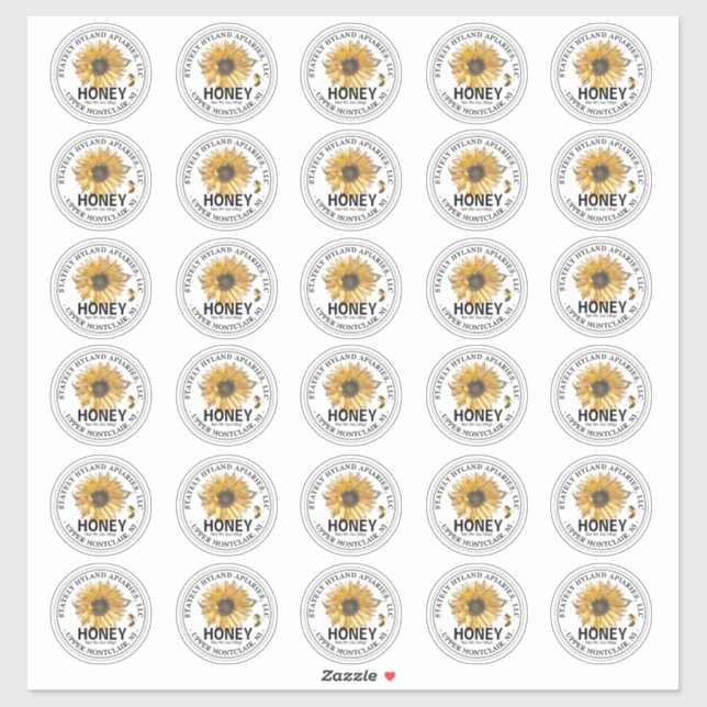 Sticker Trente 2" Honey Sunflower imperméable Mason Étique (Feuille)