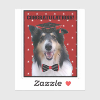 Sticker Tri Rough Collie Congratulations Graduate