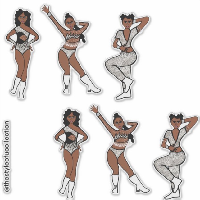 Sticker Tri Style Black White Silver Dancer #1 (Devant)