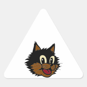 STICKER TRIANGULAIRE 12 CUTE SOURIRE NOIR ET BROWN CHAT NEUGHTY