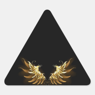 Sticker Triangulaire Ailes d'Ange d'or sur arrière - plan noir