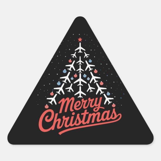 Sticker Triangulaire Airplane Christmas Tree Pilot (Devant)