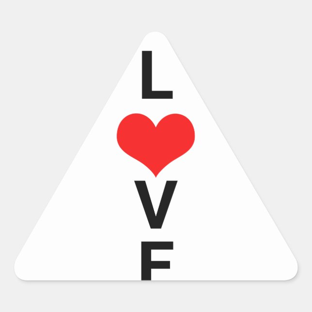 Sticker Triangulaire Amour Rouge Coeur Mignon Saint-Valentin Blanc Pers (Devant)
