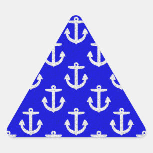 Sticker Triangulaire Ancres blanches sur Arrière - plan bleu