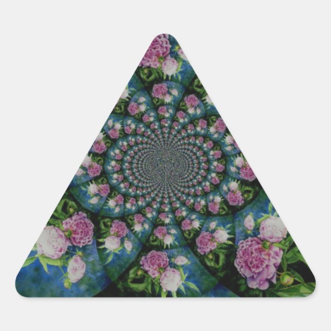 Sticker Triangulaire Aquarelle florale de pivoine rose blanc (Devant)
