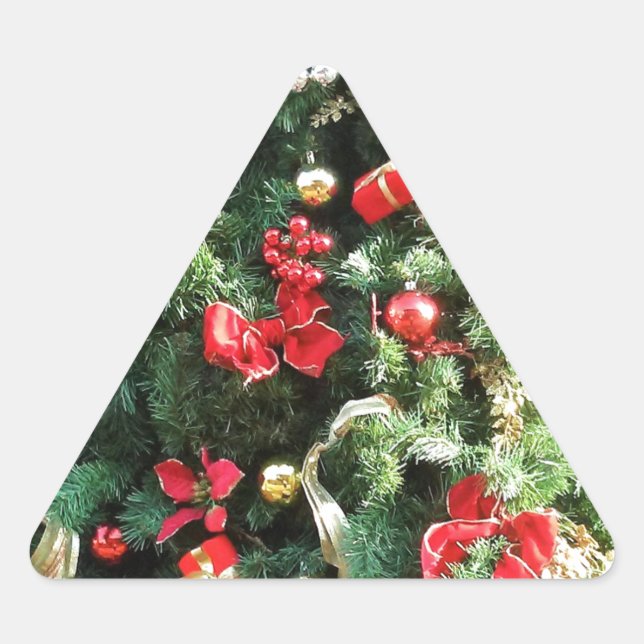 Sticker Triangulaire Arbre de Noël décoré (Devant)
