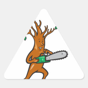 Sticker Triangulaire Arbre Homme Arboriste Avec Scie À Chaîne