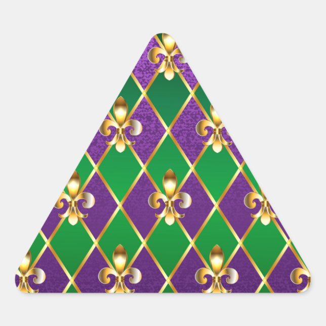 Sticker Triangulaire Arrière - plan de bijoux Mardi Gras (Devant)