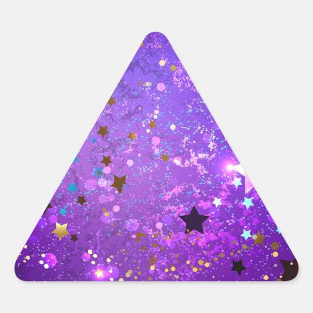Sticker Triangulaire Arrière - plan de feuille violet avec étoiles (Devant)
